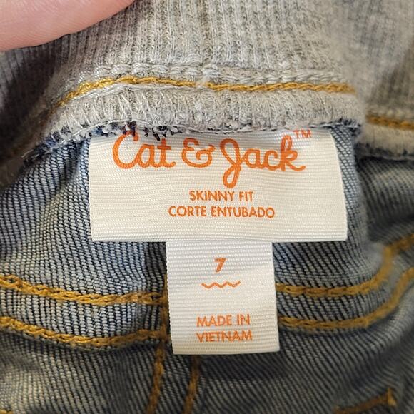 Cat & Jack Girls' Mid-Rise Knit Waist Pull-on Skinny Jeans, Sz 7, Med Wash, NWT - Picture 5 of 9